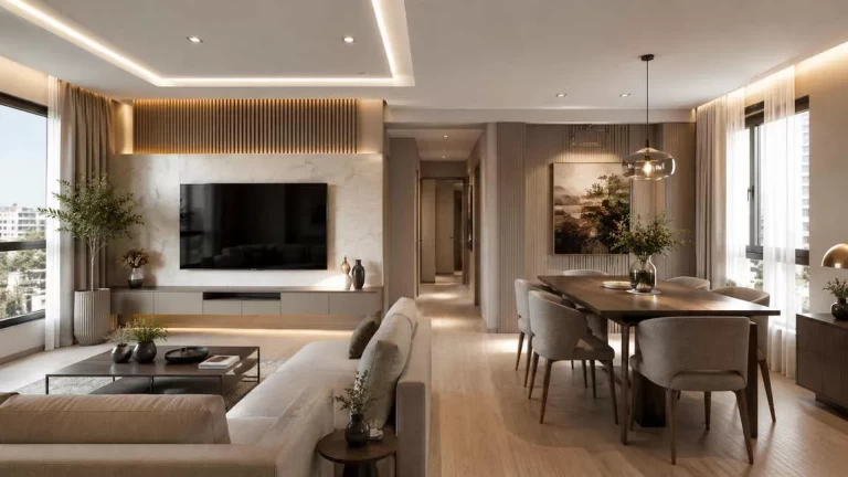 EVA Home Dekorasyon İzmir daire tadilatı modern salon ve yemek alanı uygulaması
